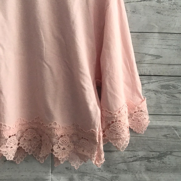 *LAST ONE* Top Shop Light Pink Crop Tee Lace Trim - Picture 3 of 8
